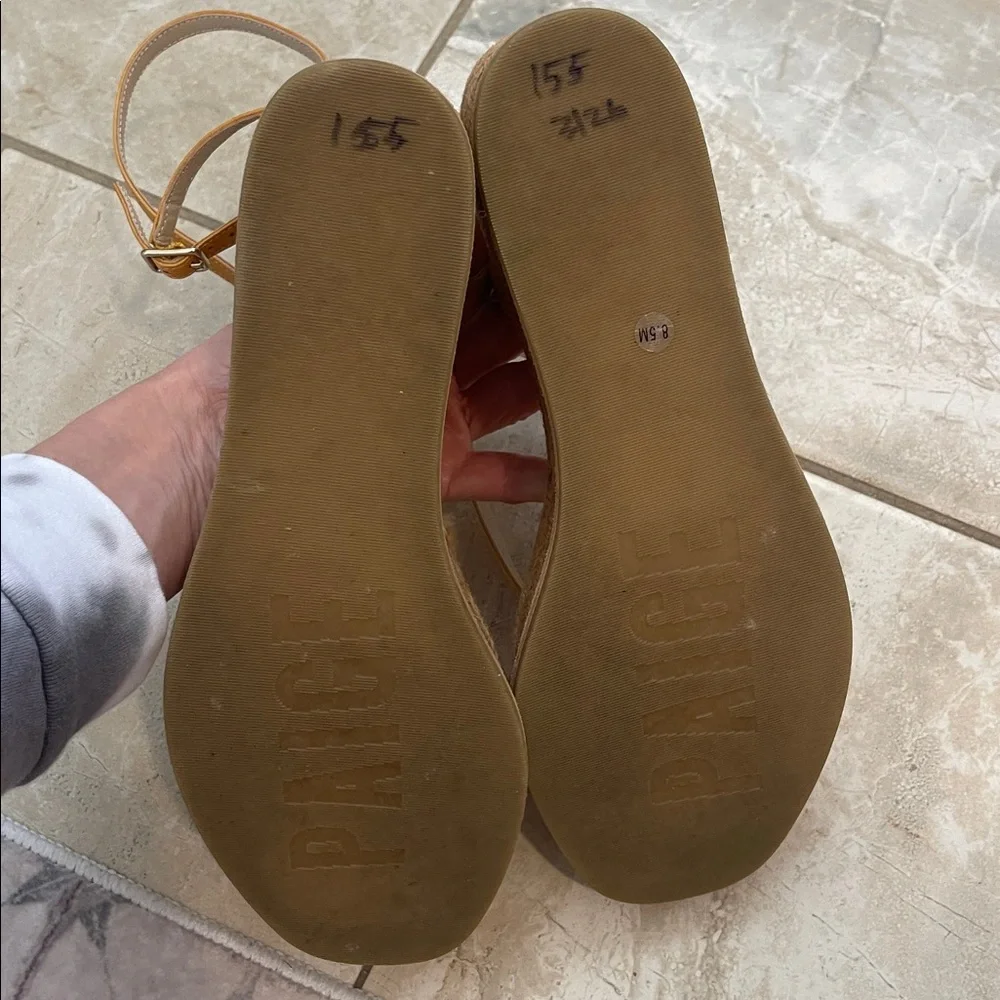PAIGE Jamie Platform Wedge Espadrille Sandal Mango Leather 8.5
